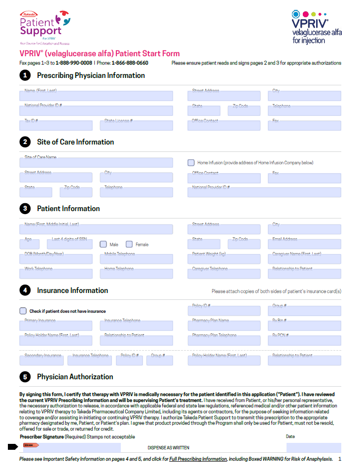 OnePath start form and fill it with your patients to begin